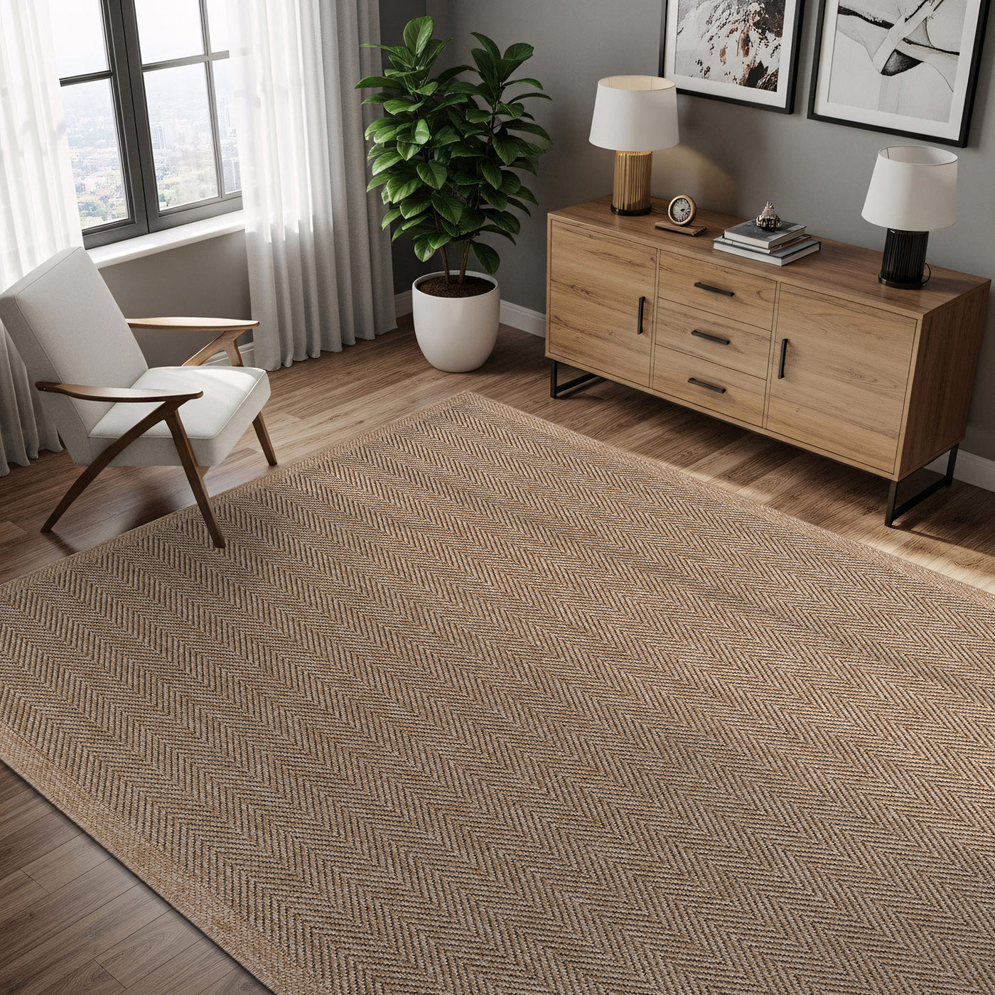 Fiora Natural 1 Jute-Look Area Rug | Hose & Go Cleaning