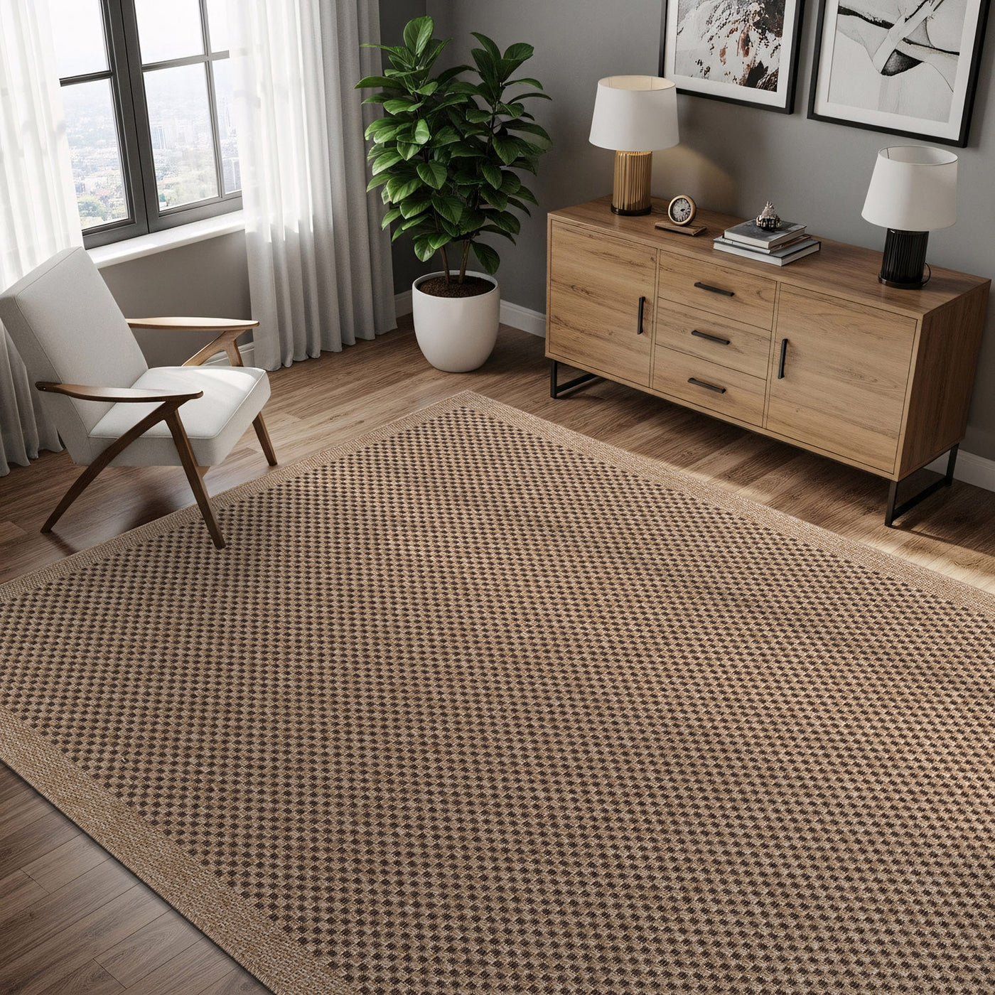 Fiora Natural 3 Jute-Look Rug | Pet-Friendly Texture