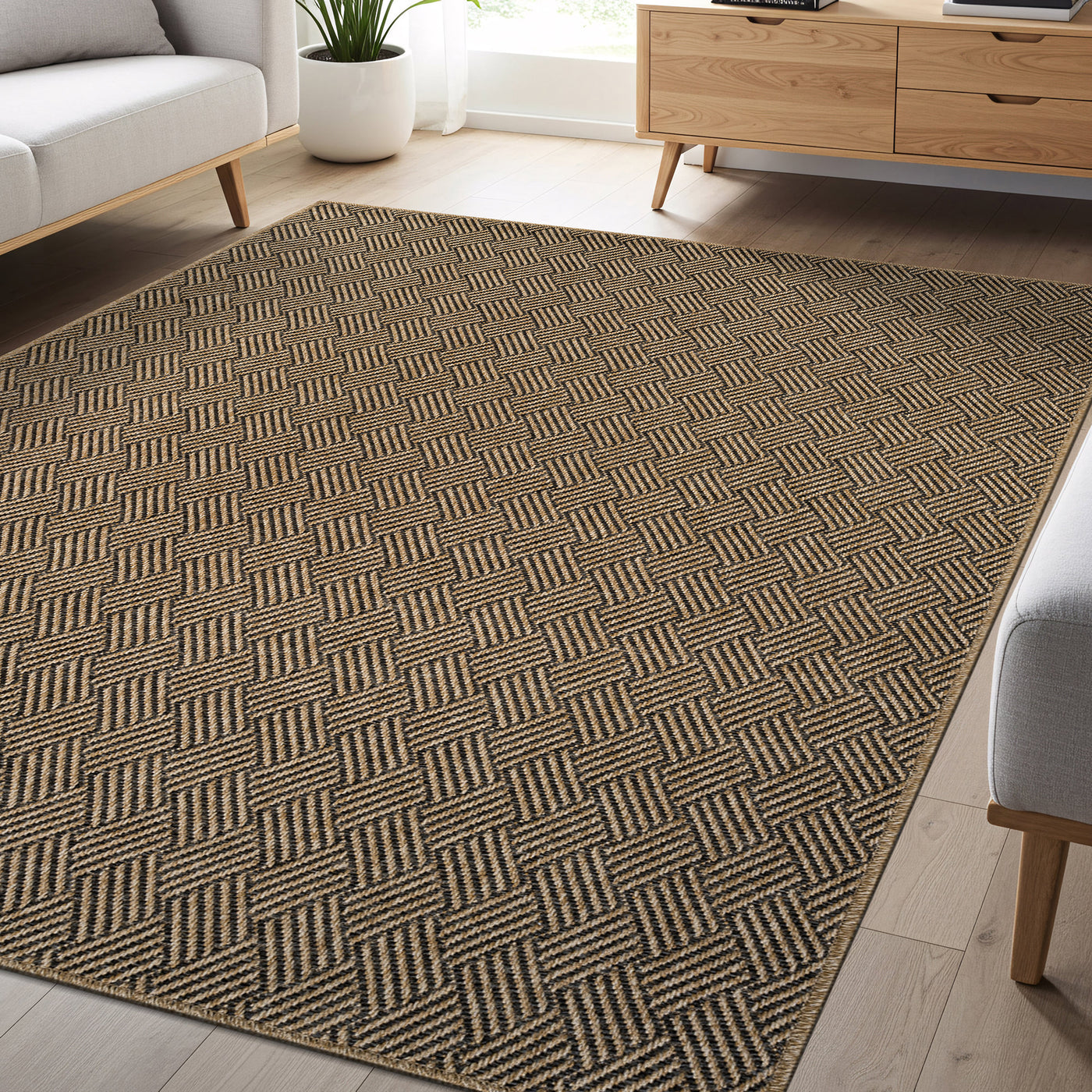 Woolen Natural Easy Jute-Look Rug | Indoor/Outdoor Washable