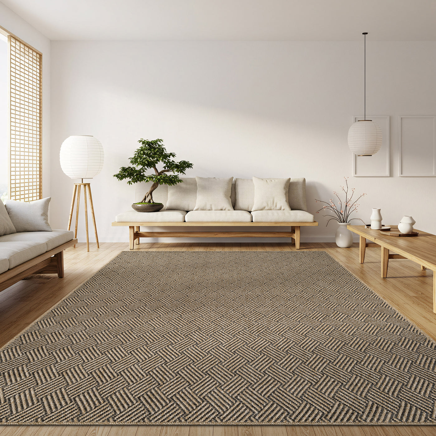 Woolen Natural Easy Jute-Look Rug | Indoor/Outdoor Washable