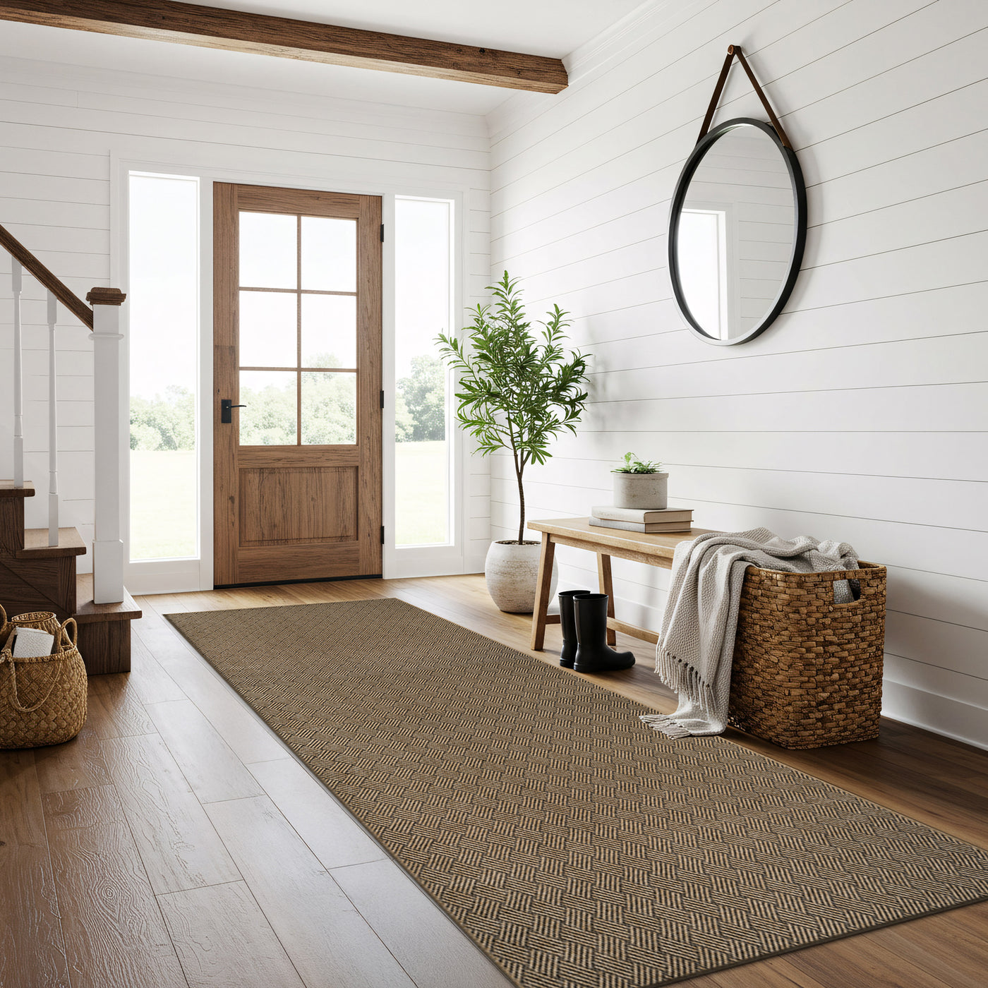 Woolen Natural Easy Jute-Look Rug | Indoor/Outdoor Washable