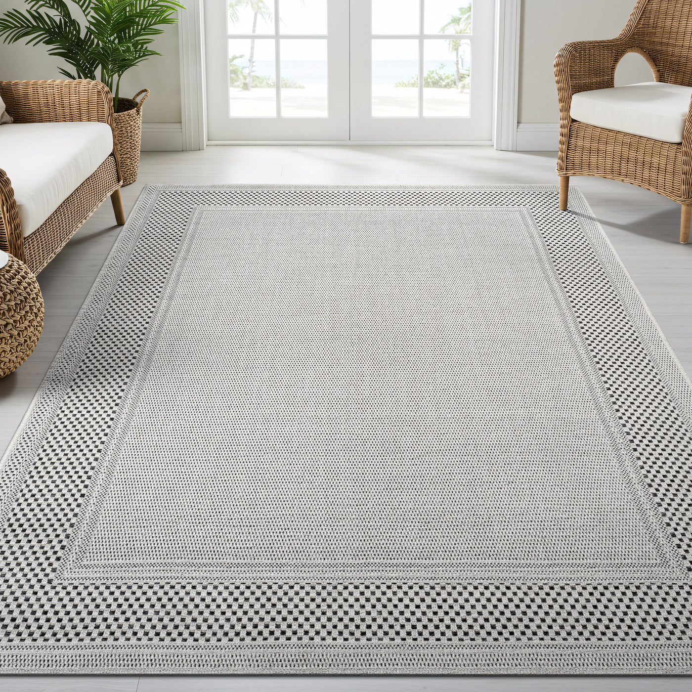 Fiora Bone 6 Jute-Look Rug | Indoor/Outdoor Elegance
