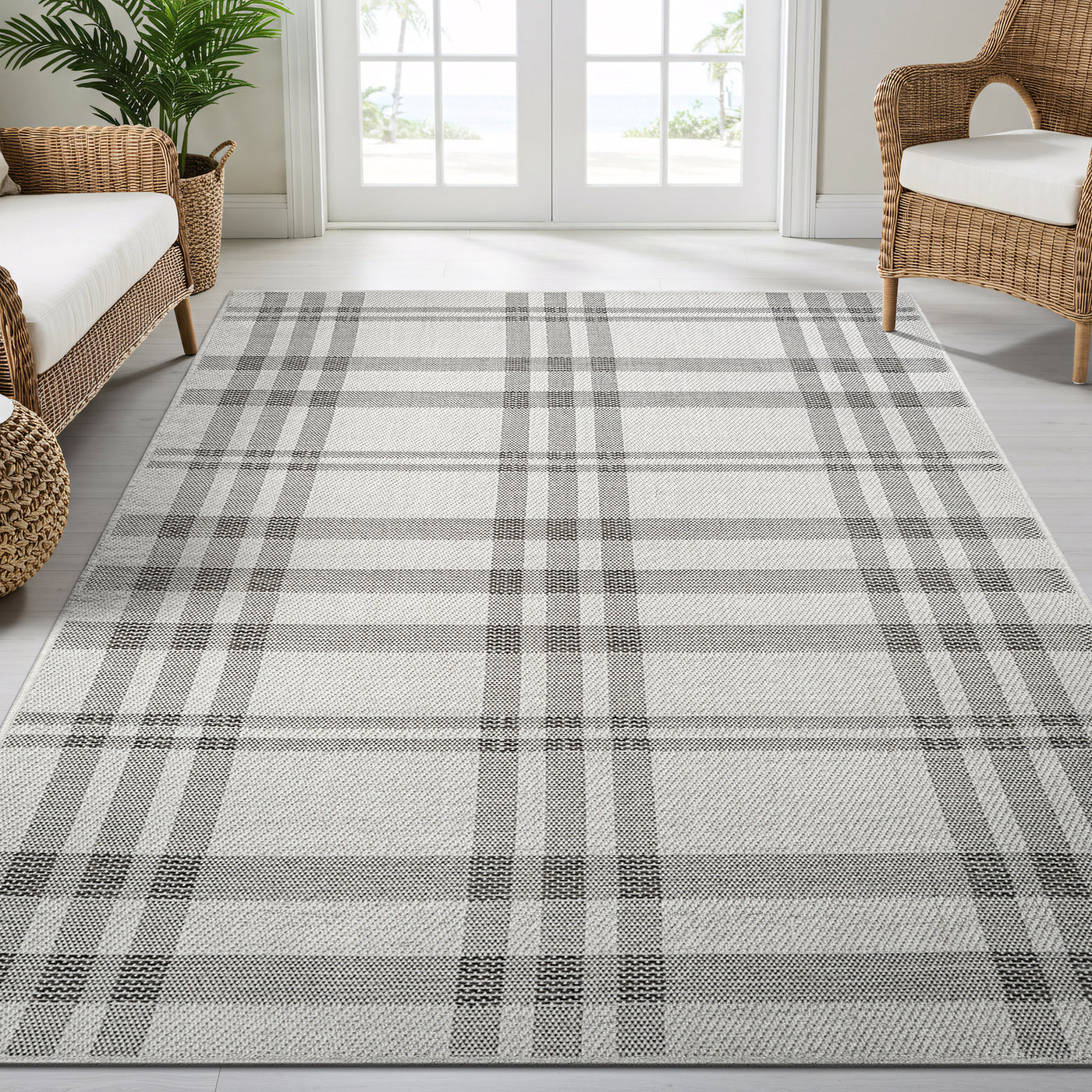 Fiora Bone 7 Jute-Look Rug | Indoor/Outdoor Elegance