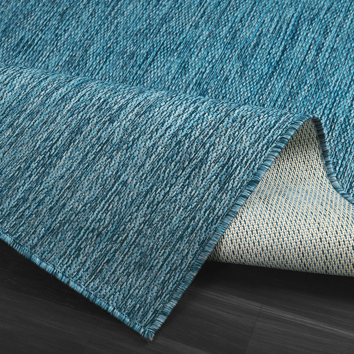 Alora Aqua Outdoor Area Rug | UV-Protected Jute-Look