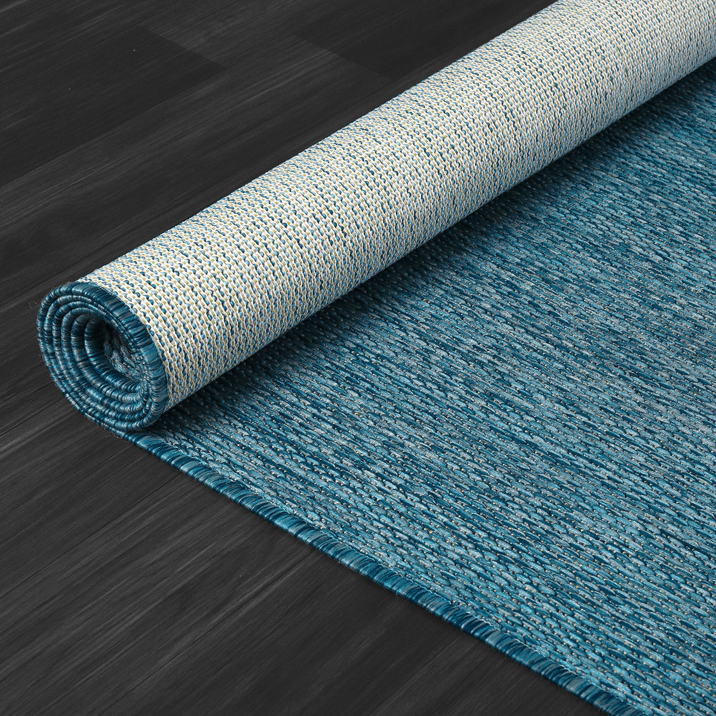 Alora Aqua Outdoor Area Rug | UV-Protected Jute-Look