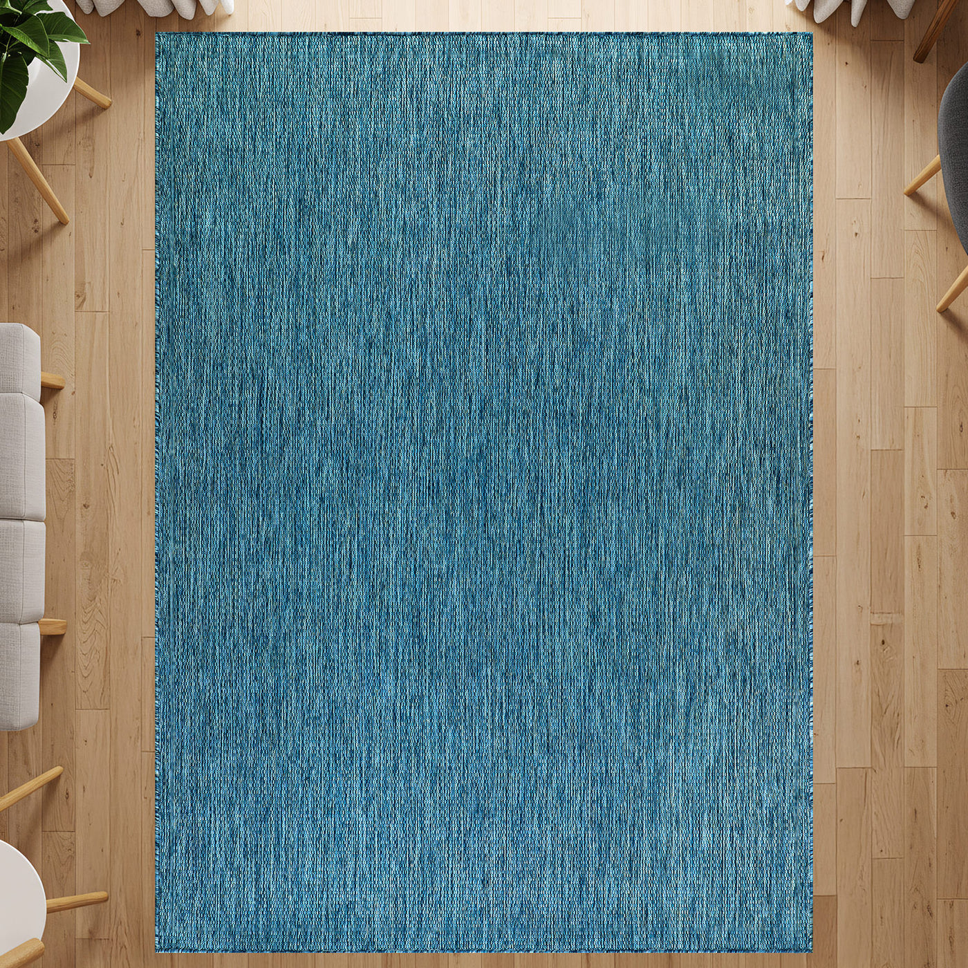 Alora Aqua Outdoor Area Rug | UV-Protected Jute-Look