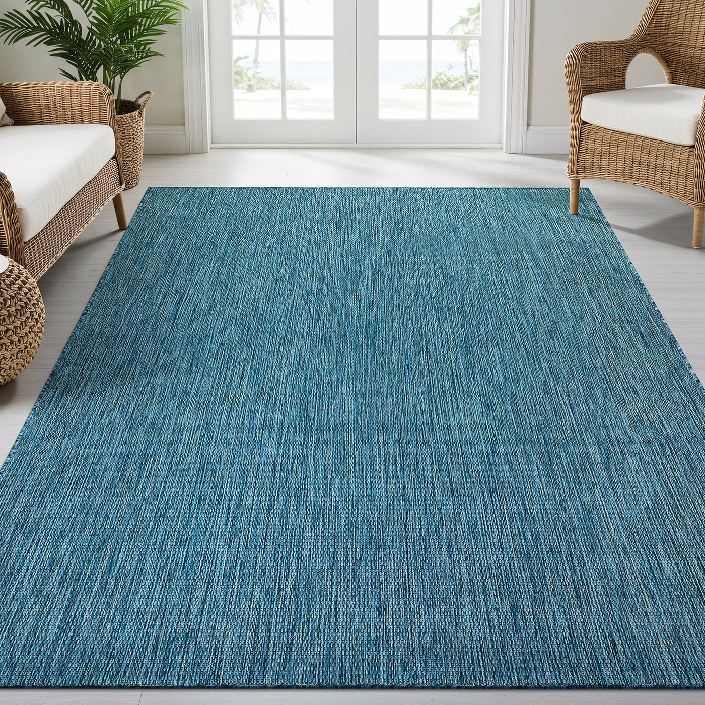 Alora Aqua Outdoor Area Rug | UV-Protected Jute-Look