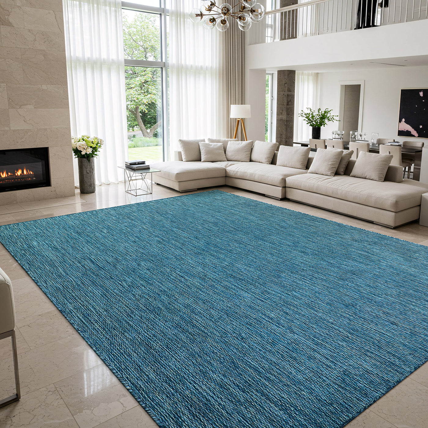 Alora Aqua Outdoor Area Rug | UV-Protected Jute-Look
