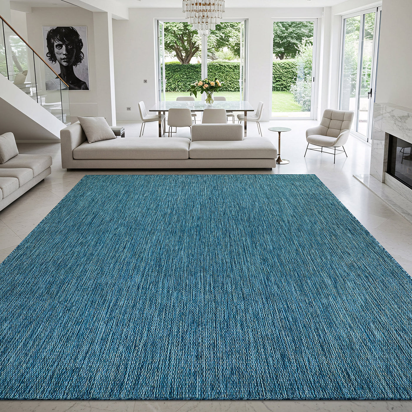 Alora Aqua Outdoor Area Rug | UV-Protected Jute-Look