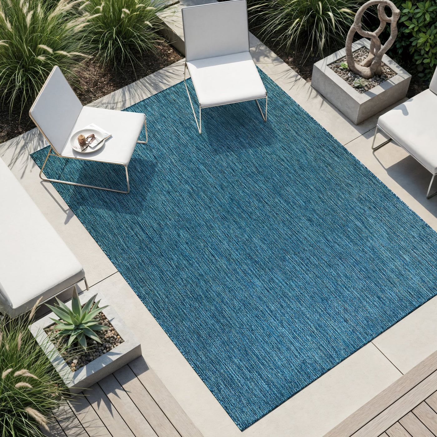 Alora Aqua Outdoor Area Rug | UV-Protected Jute-Look