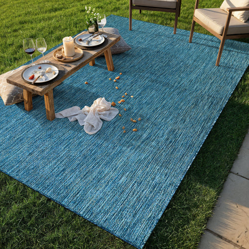 Alora Aqua Outdoor Area Rug | UV-Protected Jute-Look