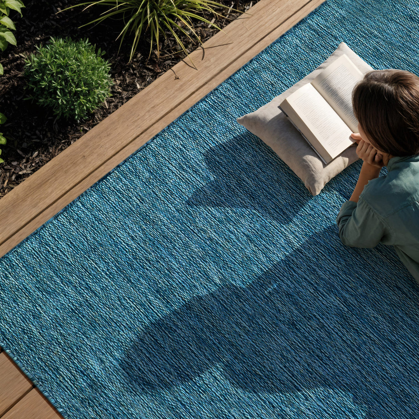 Alora Aqua Outdoor Area Rug | UV-Protected Jute-Look