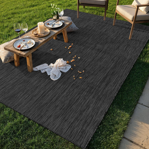 Alora Dark Gray Outdoor Rug | Heavy-Duty Patio Essential