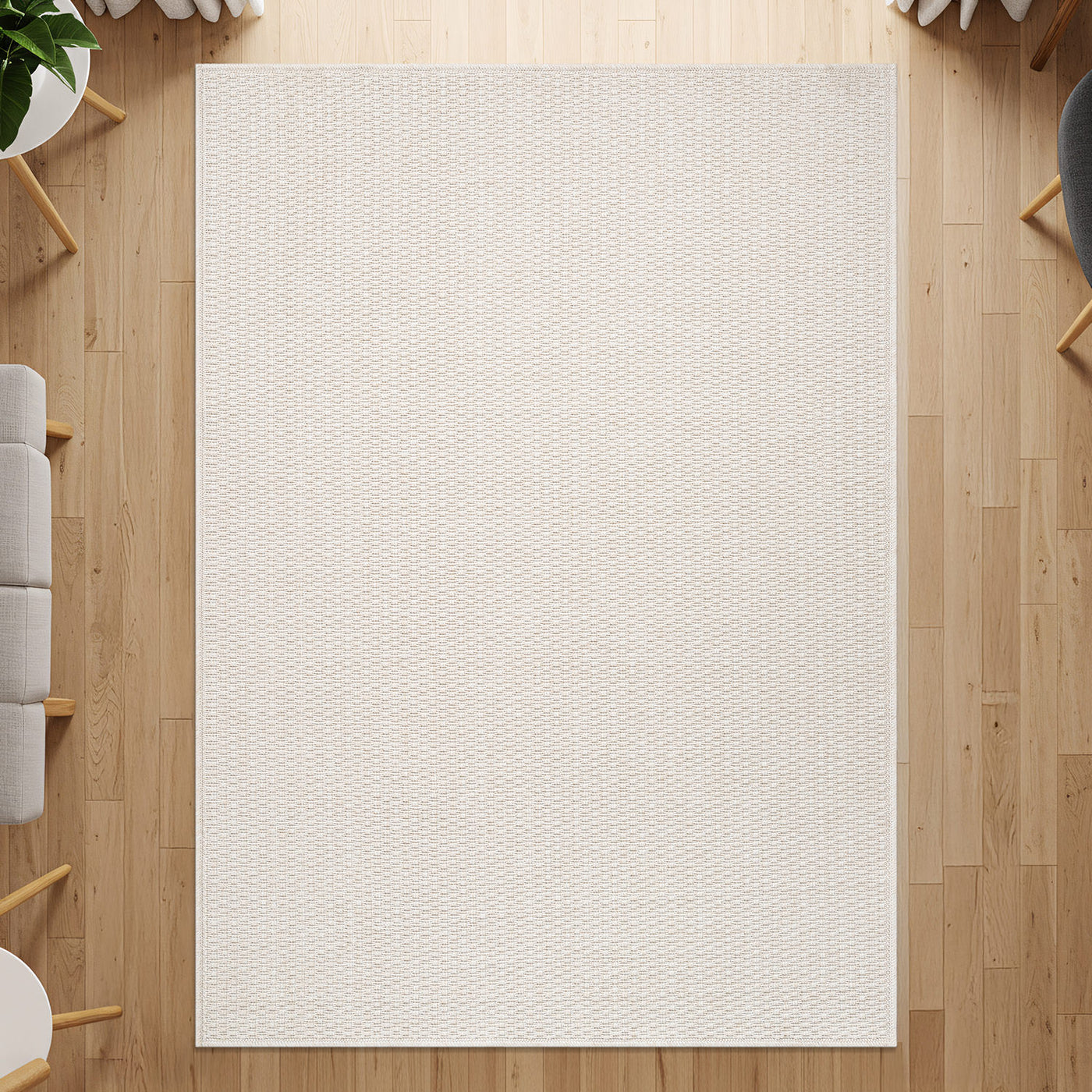 Woolen Bone Jute-Look Area Rug | Bright & Washable