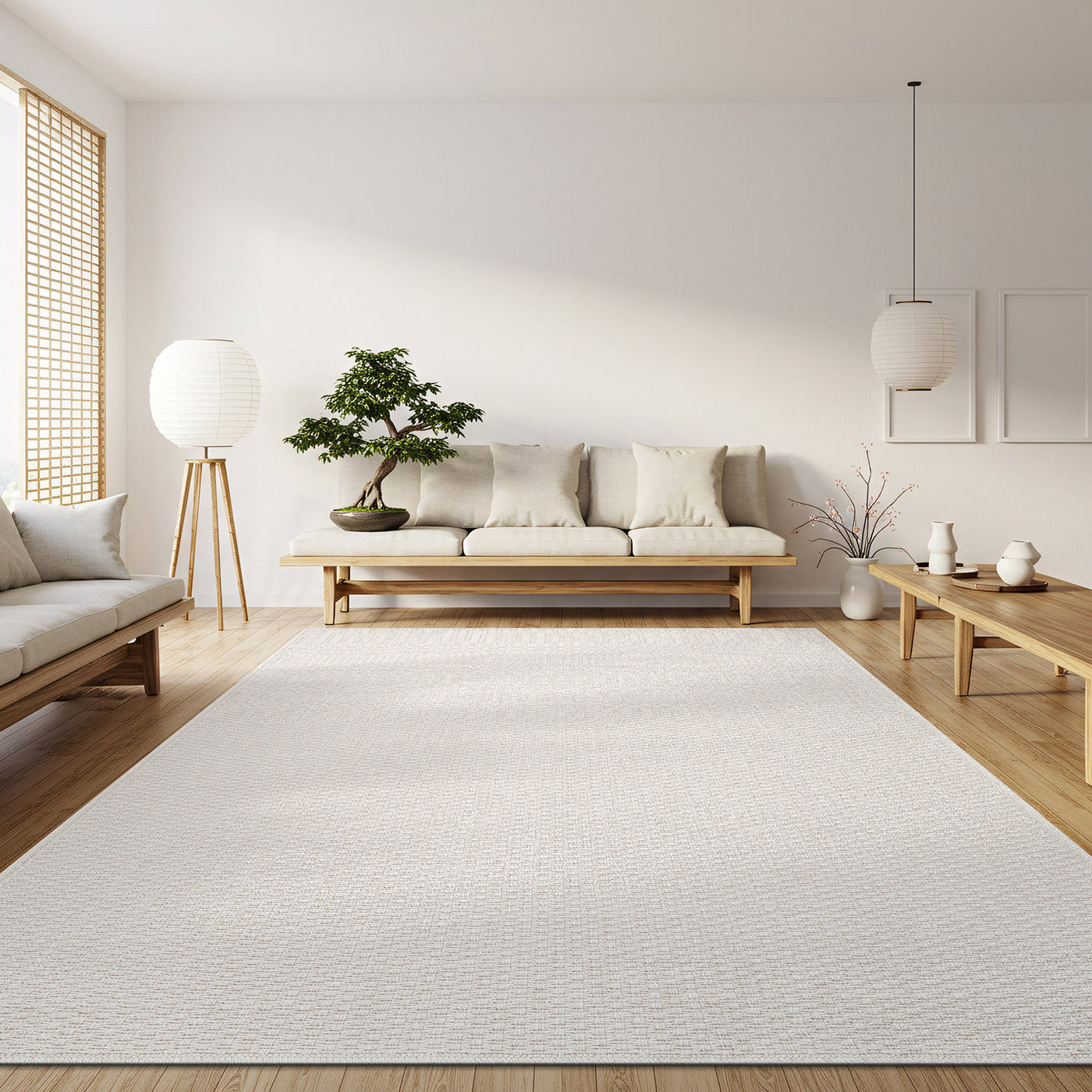 Woolen Bone Jute-Look Area Rug | Bright & Washable