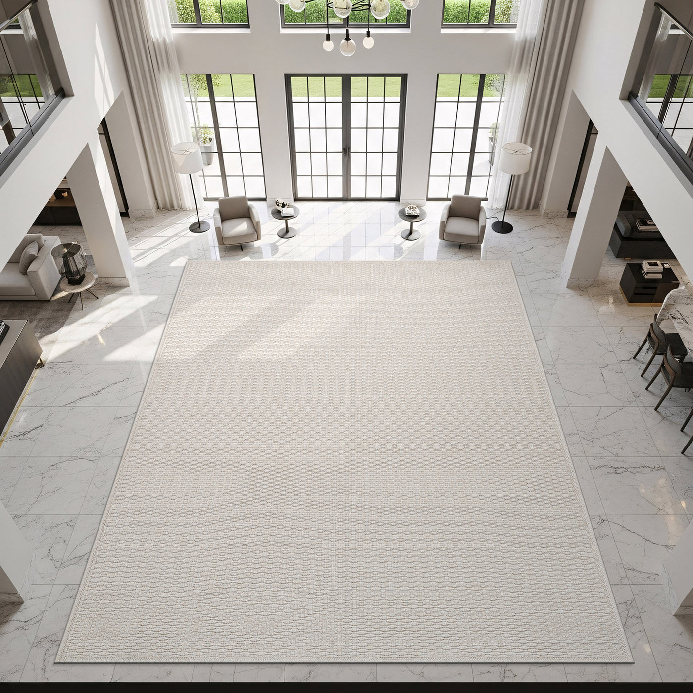 Woolen Bone Jute-Look Area Rug | Bright & Washable