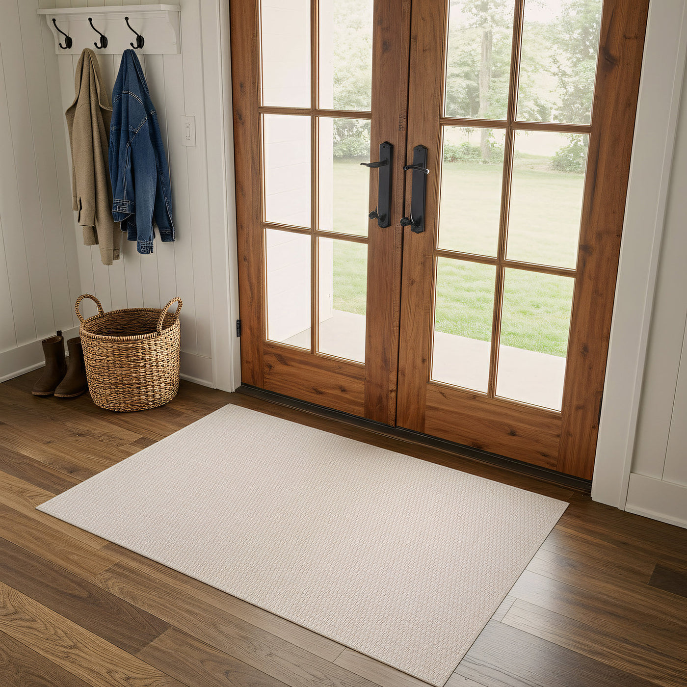 Woolen Bone Jute-Look Area Rug | Bright & Washable
