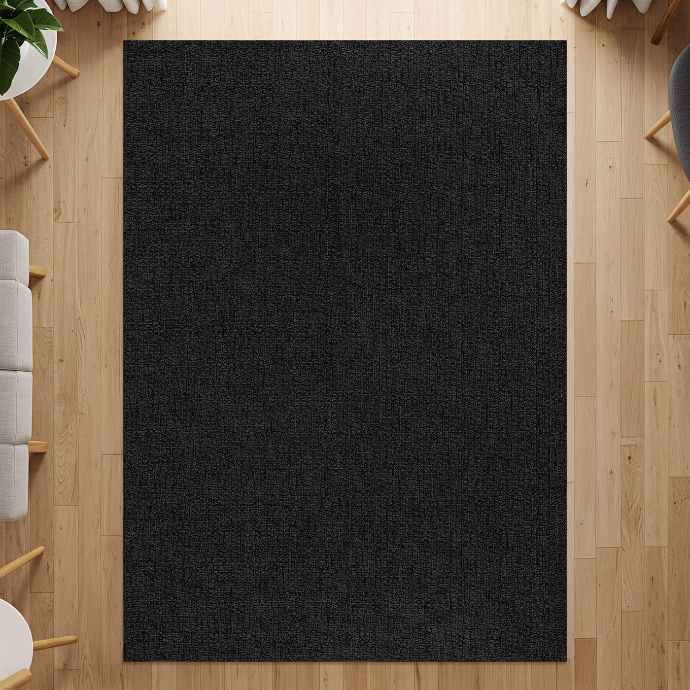 Woolen Dark Gray Jute-Look Area Rug | High-Traffic Ready