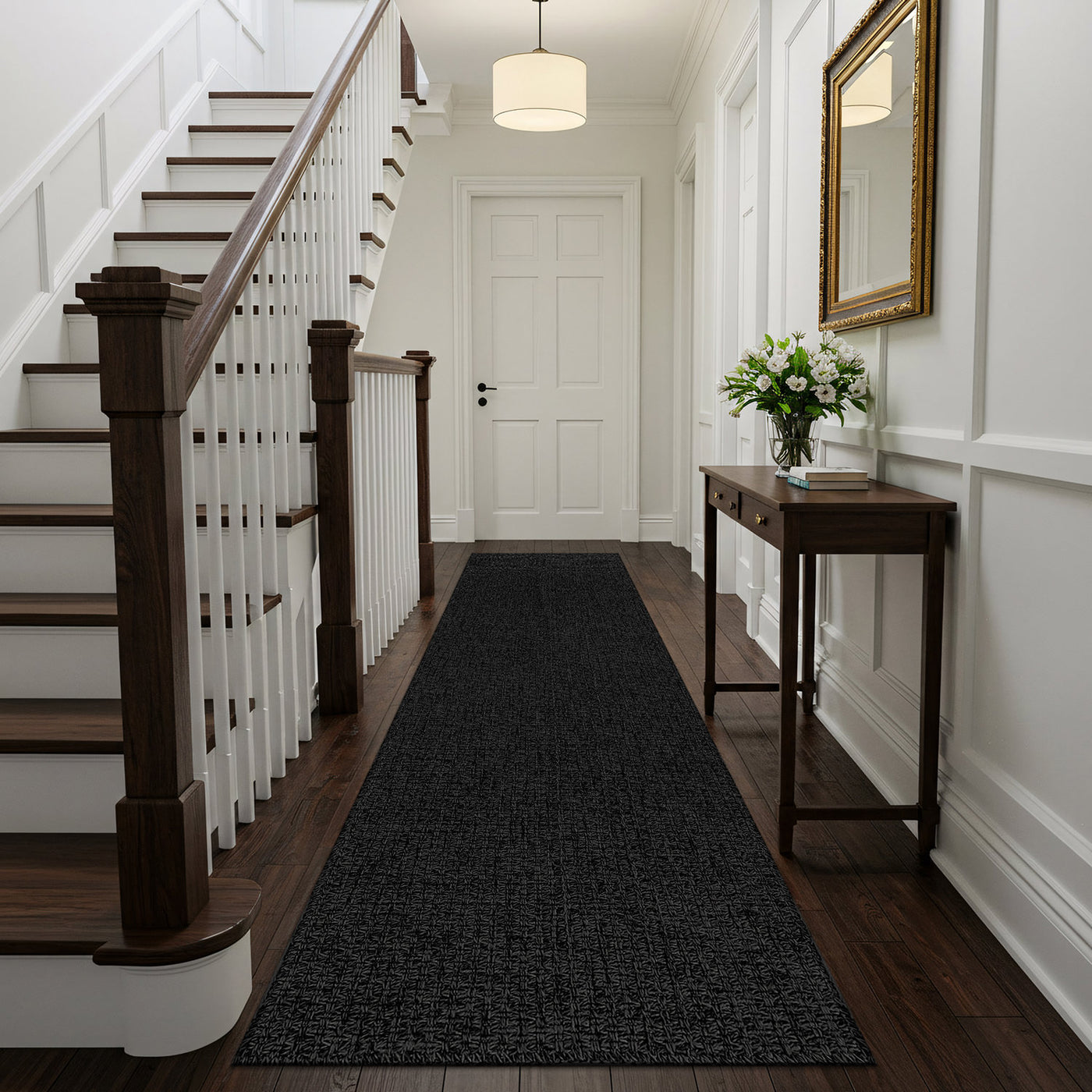 Woolen Dark Gray Jute-Look Area Rug | High-Traffic Ready