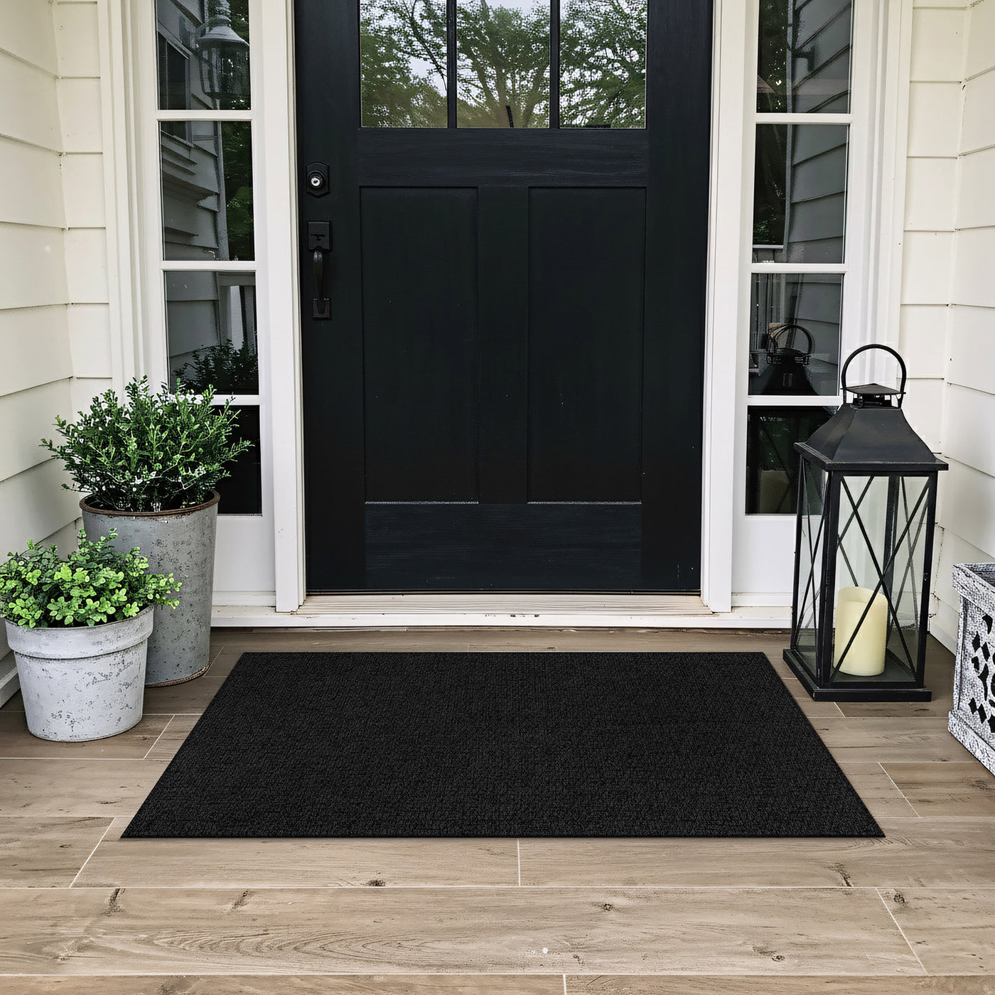Woolen Dark Gray Jute-Look Area Rug | High-Traffic Ready