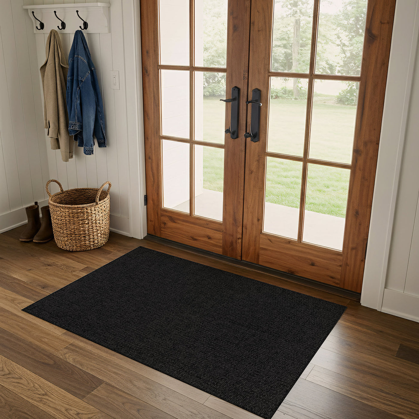 Woolen Dark Gray Jute-Look Area Rug | High-Traffic Ready