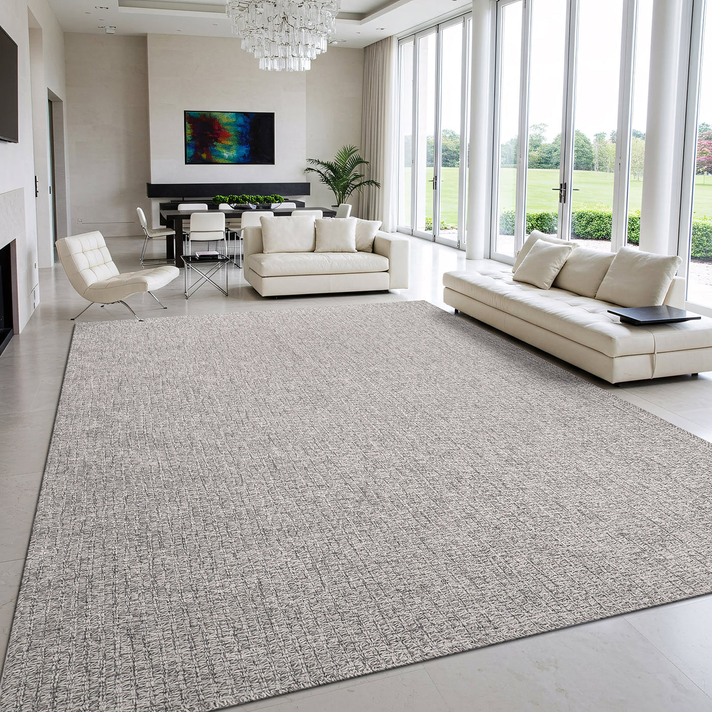 Woolen Gray Easy Jute-Look Rug | Easy Care Indoor & Outdoor