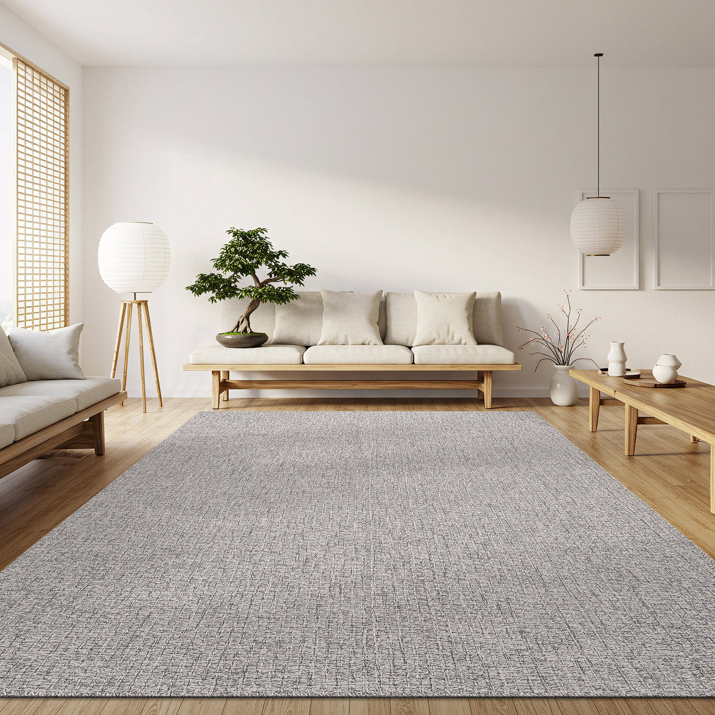 Woolen Gray Easy Jute-Look Rug | Easy Care Indoor & Outdoor