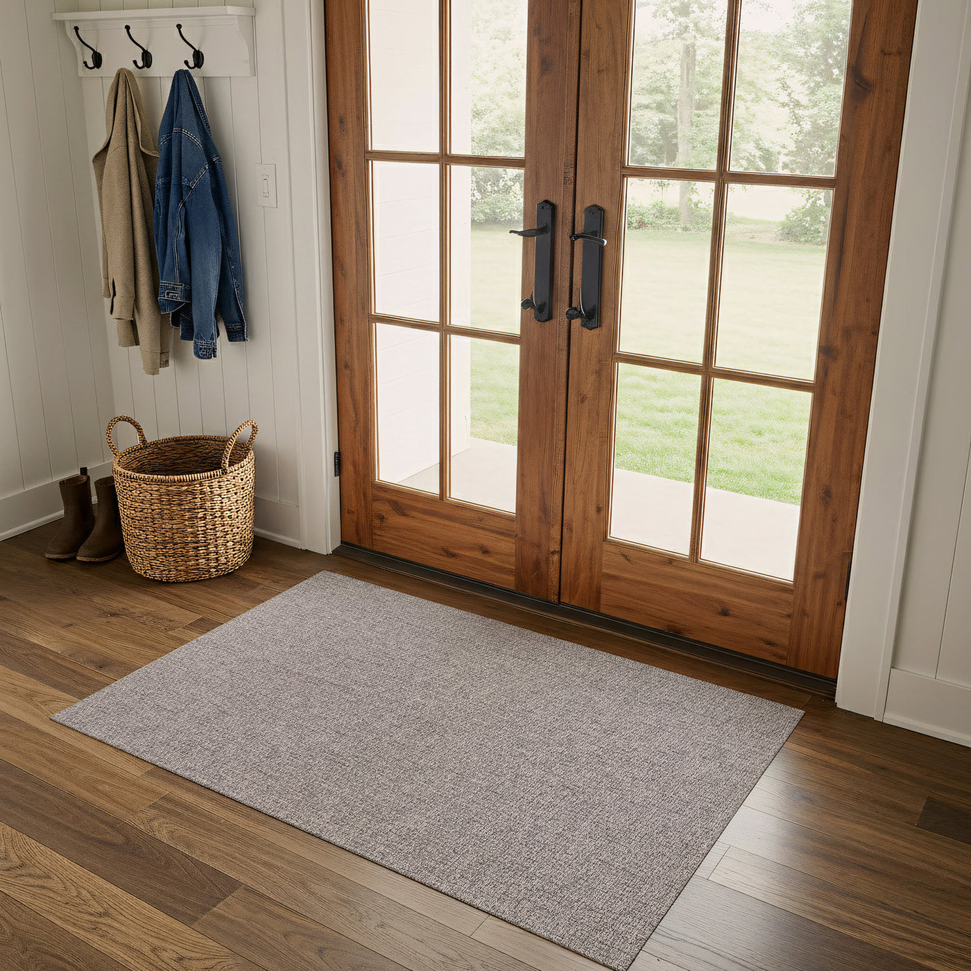 Woolen Gray Easy Jute-Look Rug | Easy Care Indoor & Outdoor