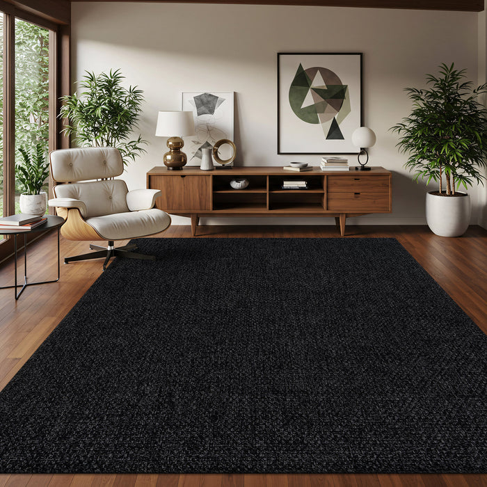 Jorena Dark Gray Jute-Look Rug | Durable Area Rug | JuteRugs.us