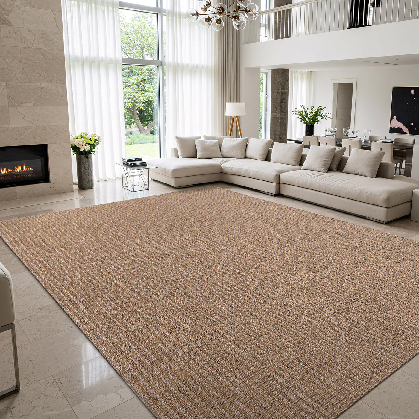 Woolen Natural Jute-Look Area Rug | Classic Earthy Style
