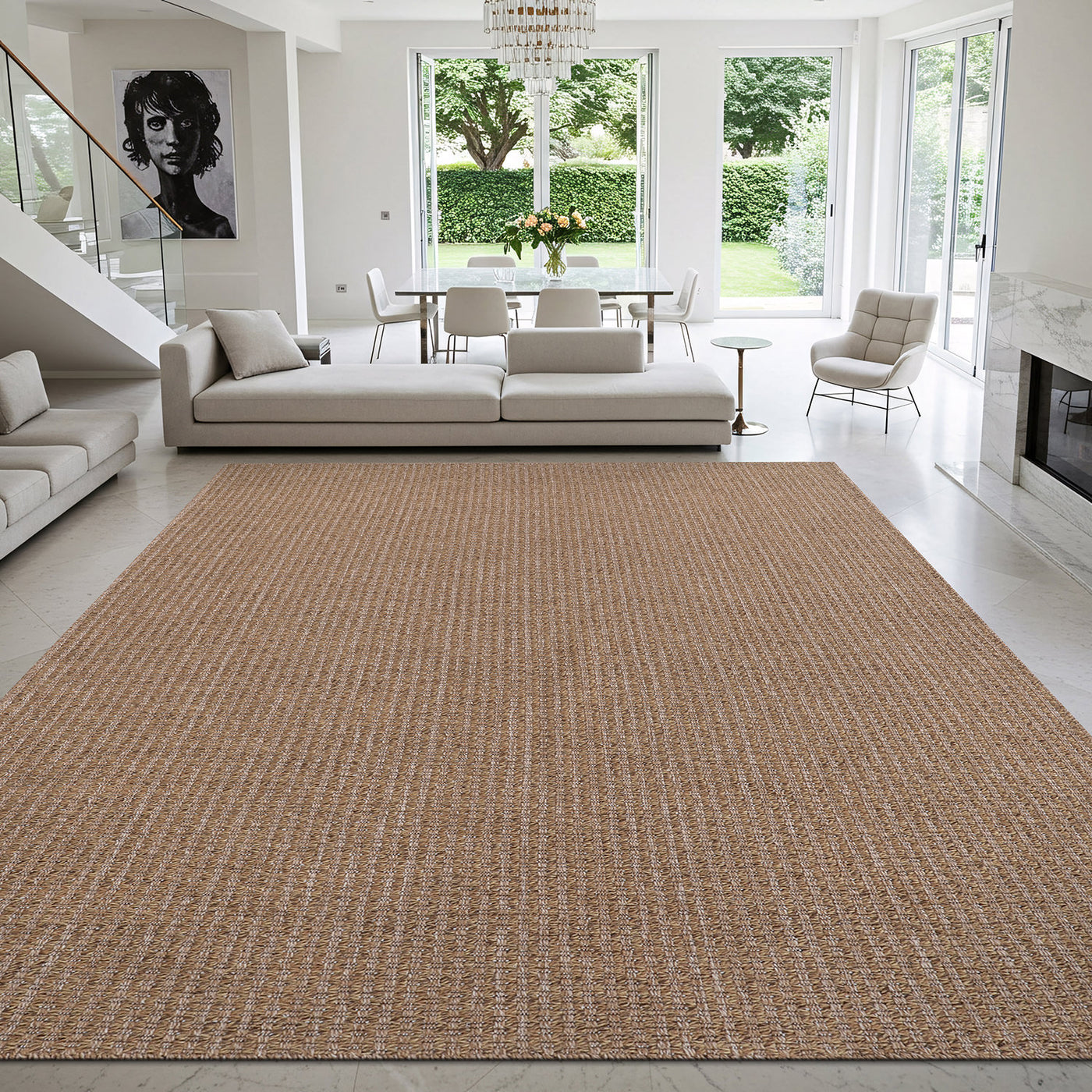 Woolen Natural Jute-Look Area Rug | Classic Earthy Style