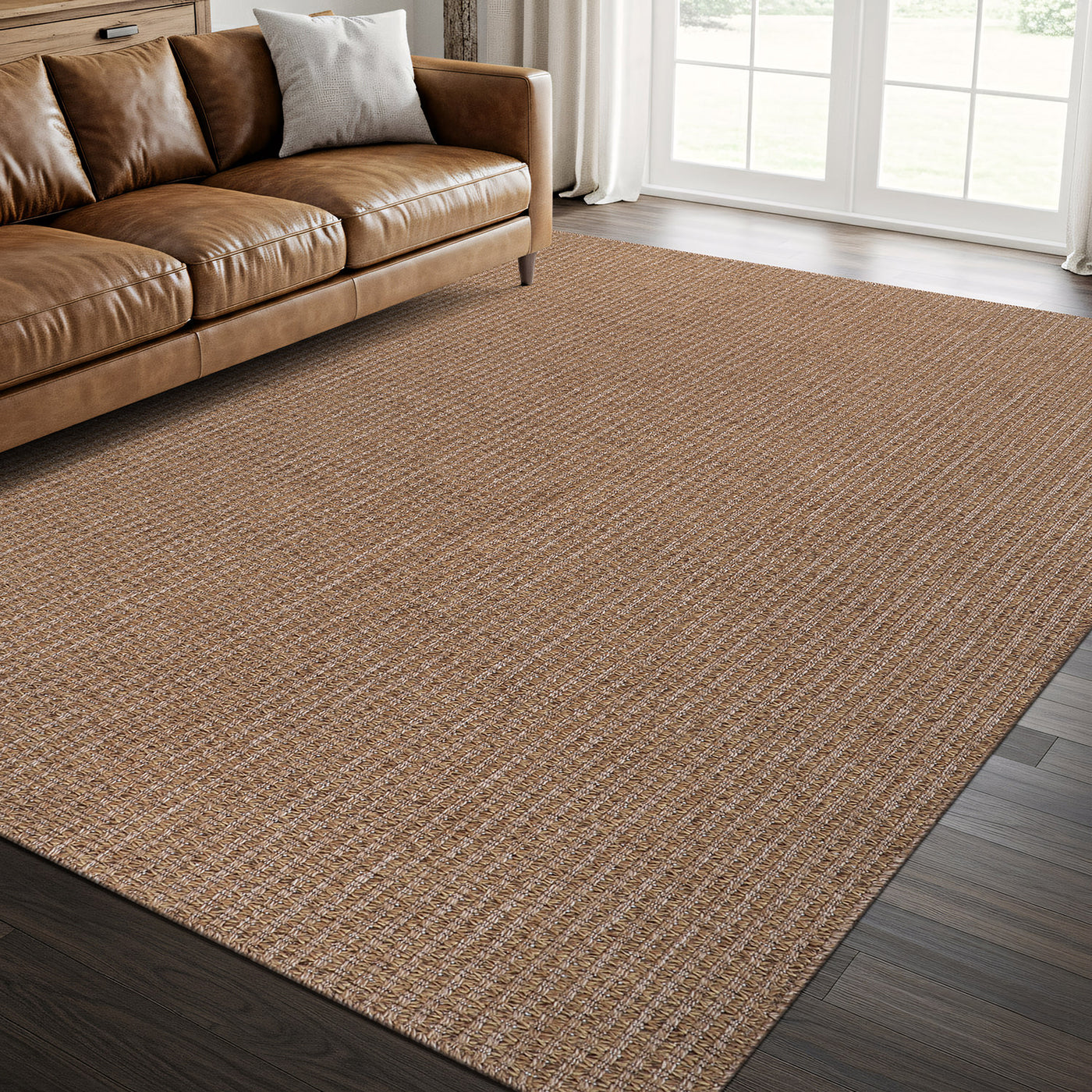 Woolen Natural Jute-Look Area Rug | Classic Earthy Style