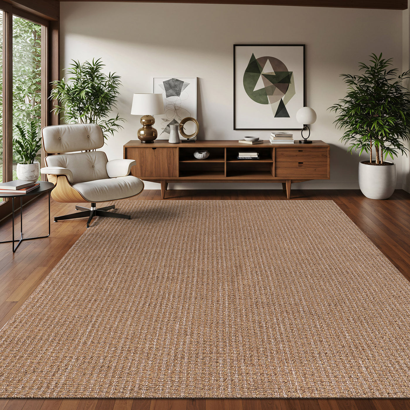 Woolen Natural Jute-Look Area Rug | Classic Earthy Style
