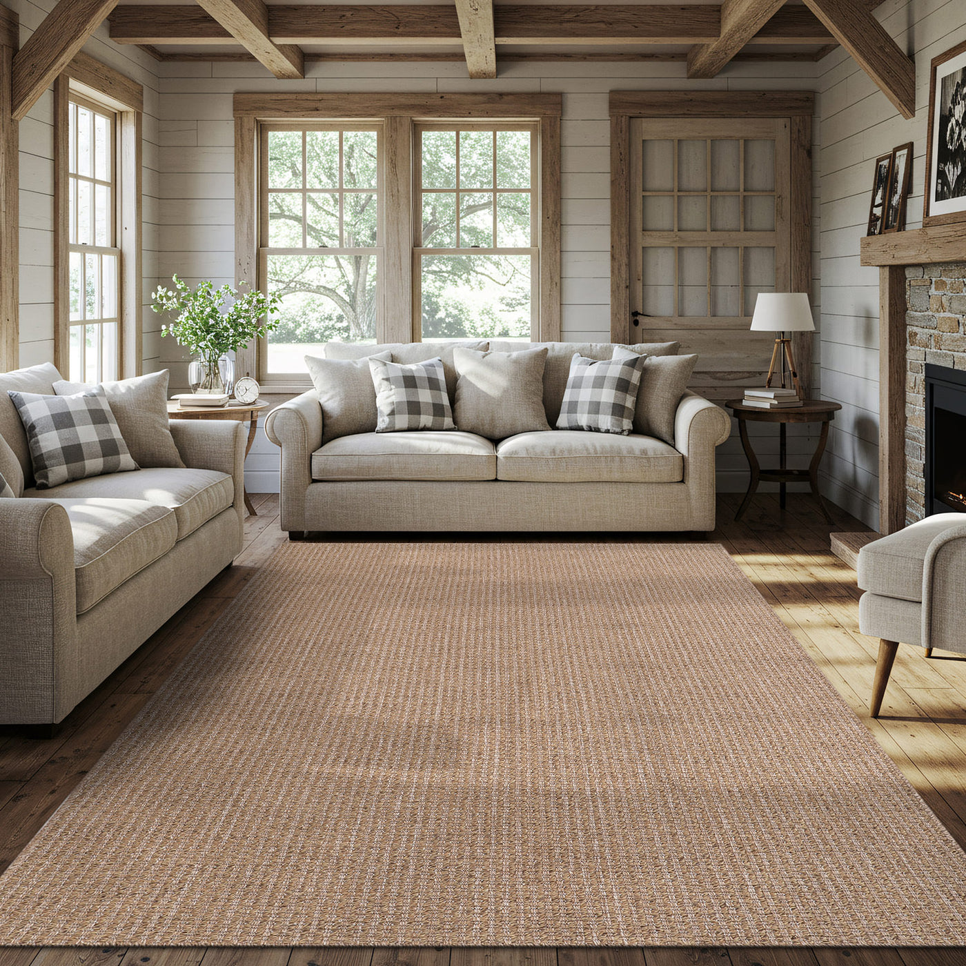 Woolen Natural Jute-Look Area Rug | Classic Earthy Style