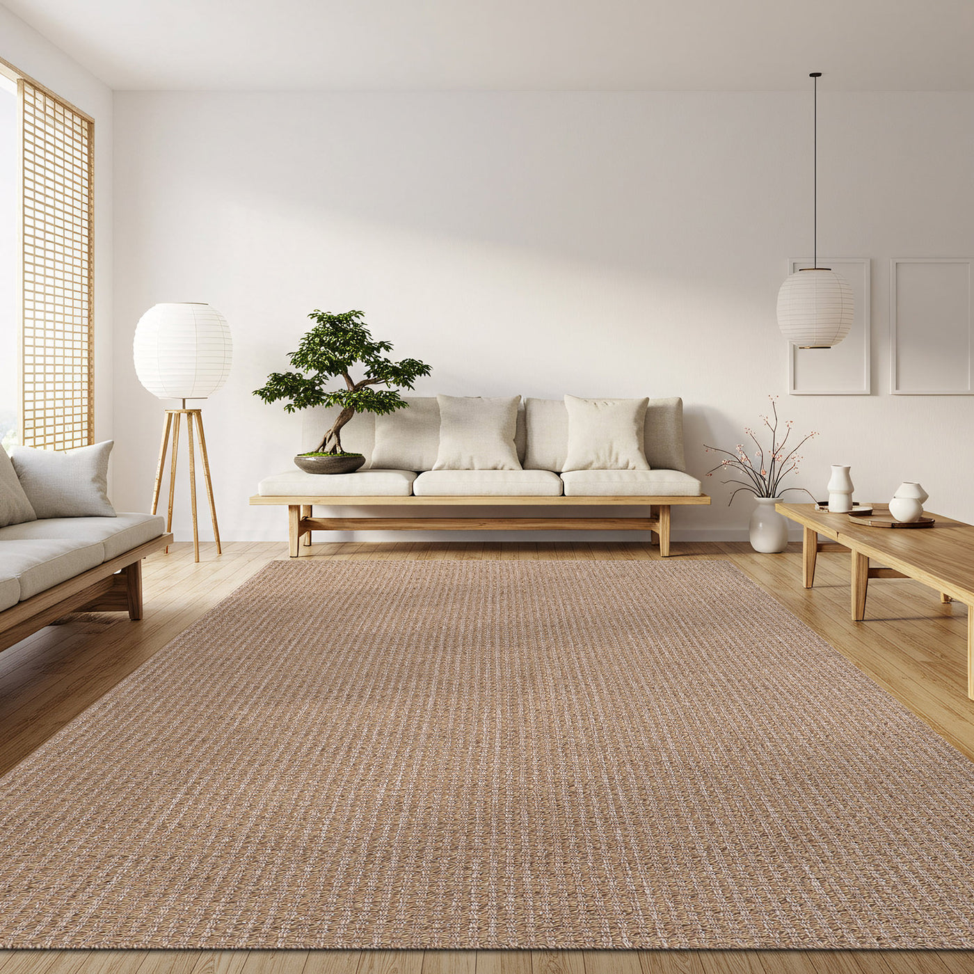 Woolen Natural Jute-Look Area Rug | Classic Earthy Style