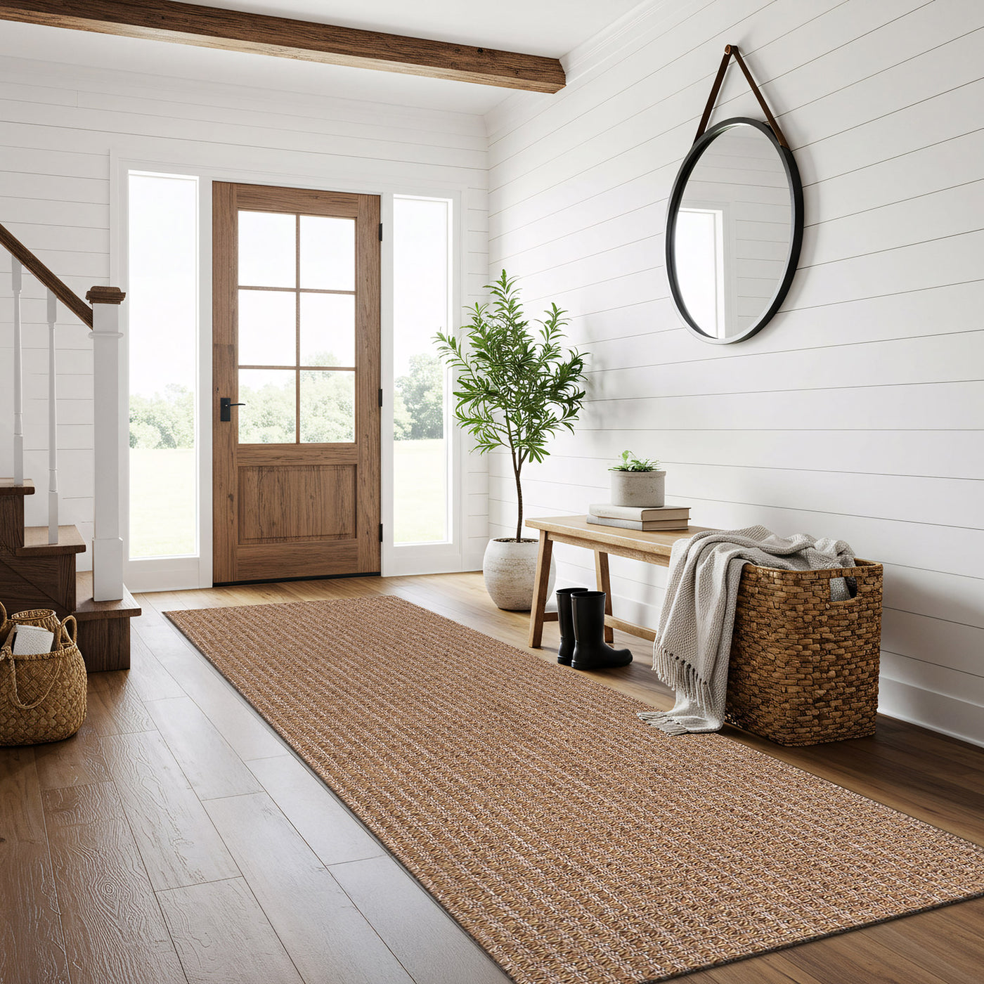 Woolen Natural Jute-Look Area Rug | Classic Earthy Style