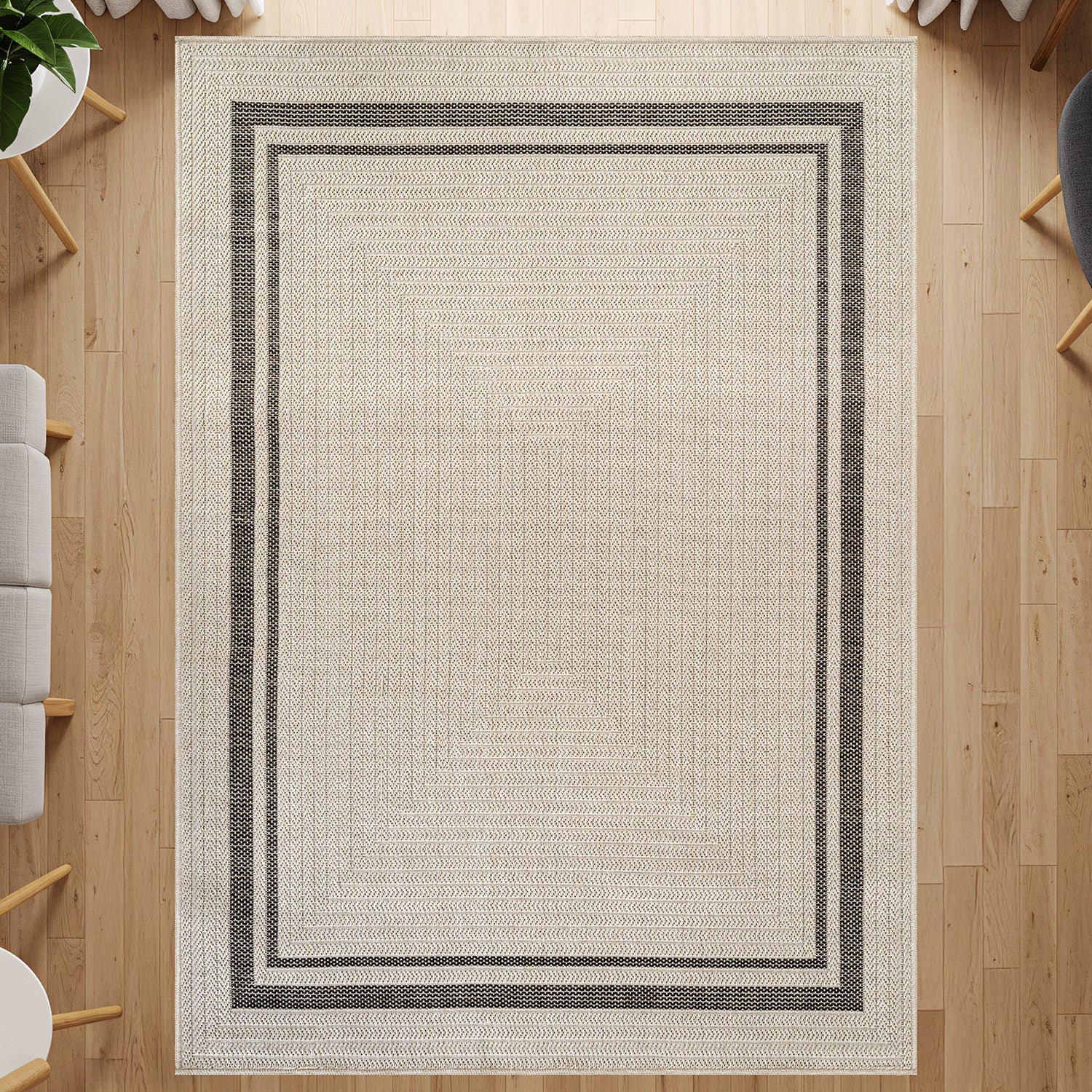 Royce Bone 6 Jute-Look Area Rug | Elegant & Washable – juterugs.us