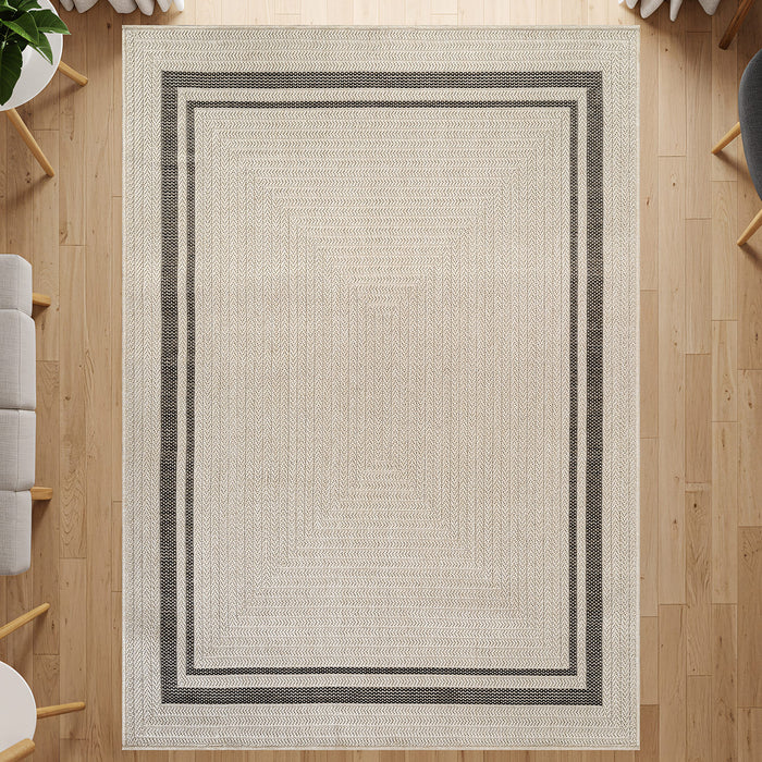 Royce Bone 6 Jute-Look Area Rug | Elegant & Washable