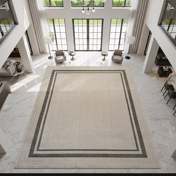 Royce Bone 6 Jute-Look Area Rug | Elegant & Washable