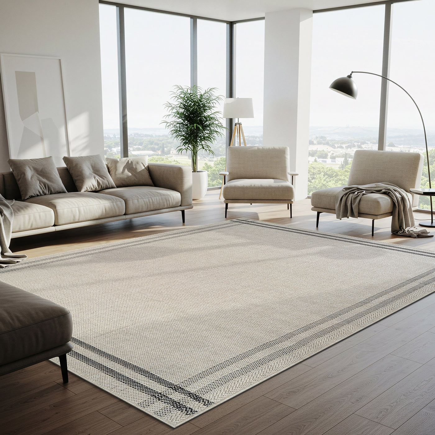 Woolen Bone 7 Washable Jute-Look Rug | Minimalist Decor