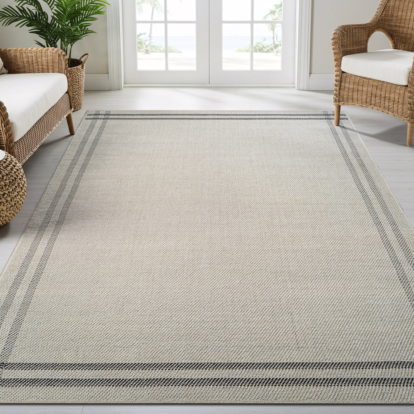 Woolen Bone 7 Washable Jute-Look Rug | Minimalist Decor