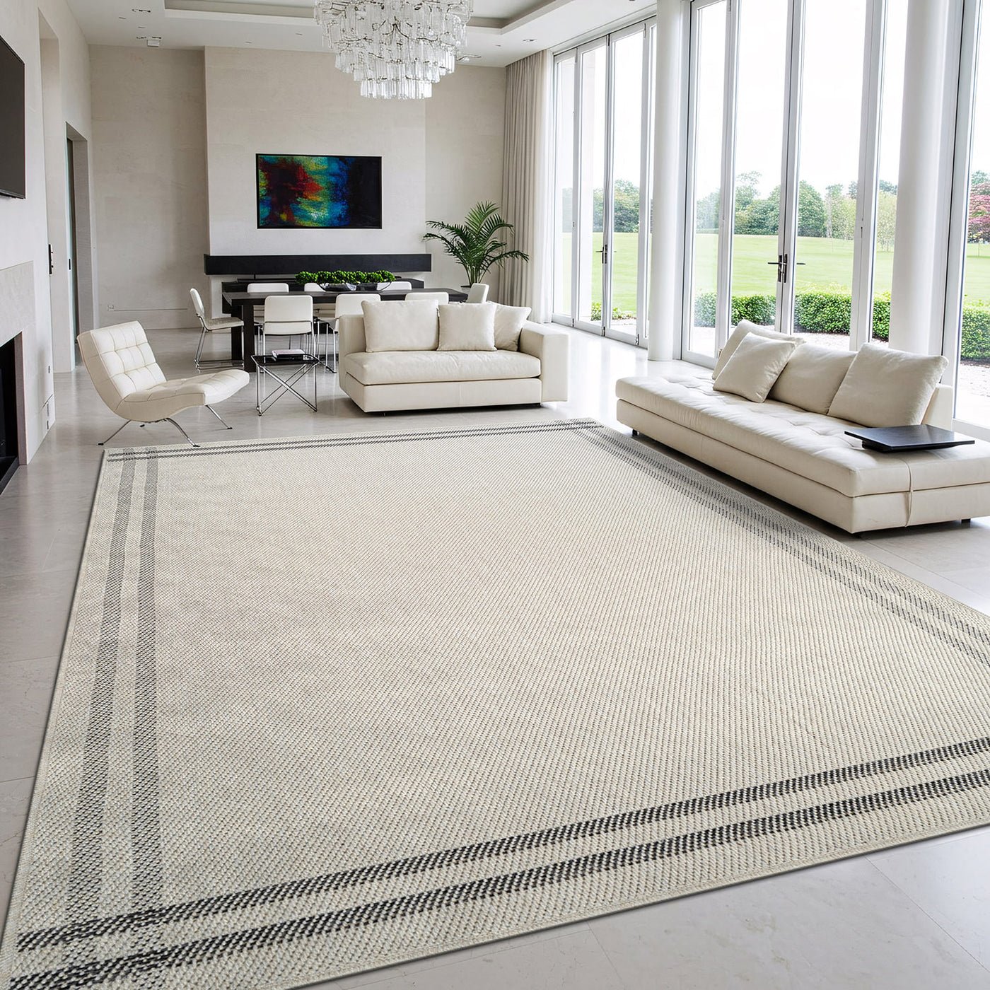 Woolen Bone 7 Washable Jute-Look Rug | Minimalist Decor