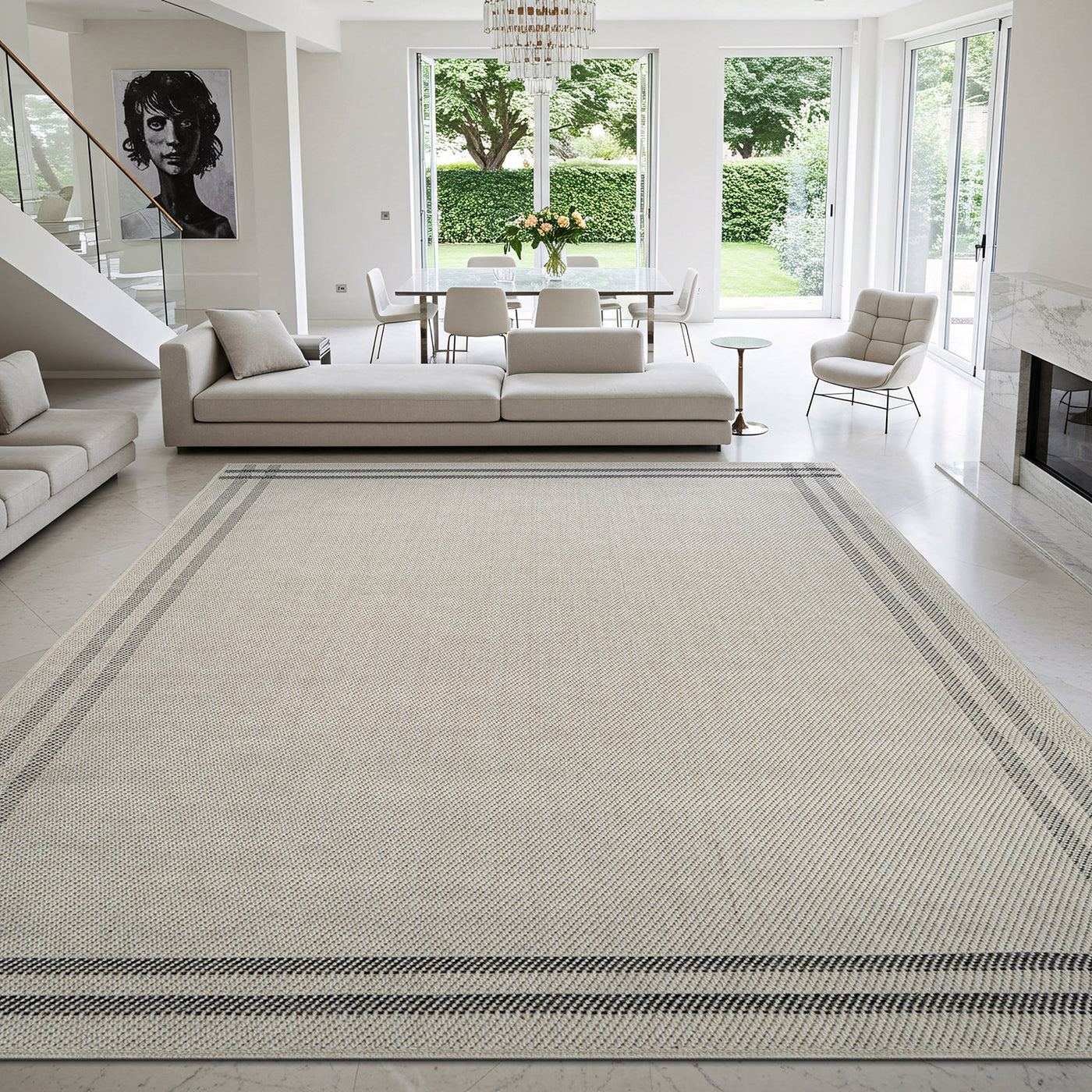 Woolen Bone 7 Washable Jute-Look Rug | Minimalist Decor