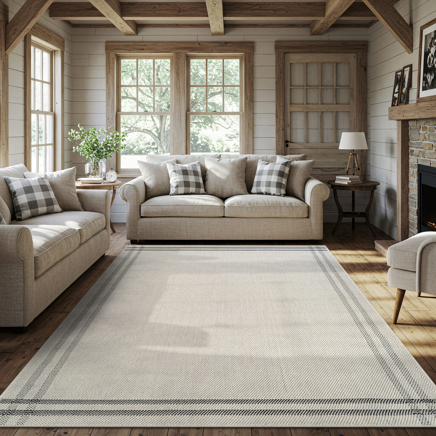 Woolen Bone 7 Washable Jute-Look Rug | Minimalist Decor