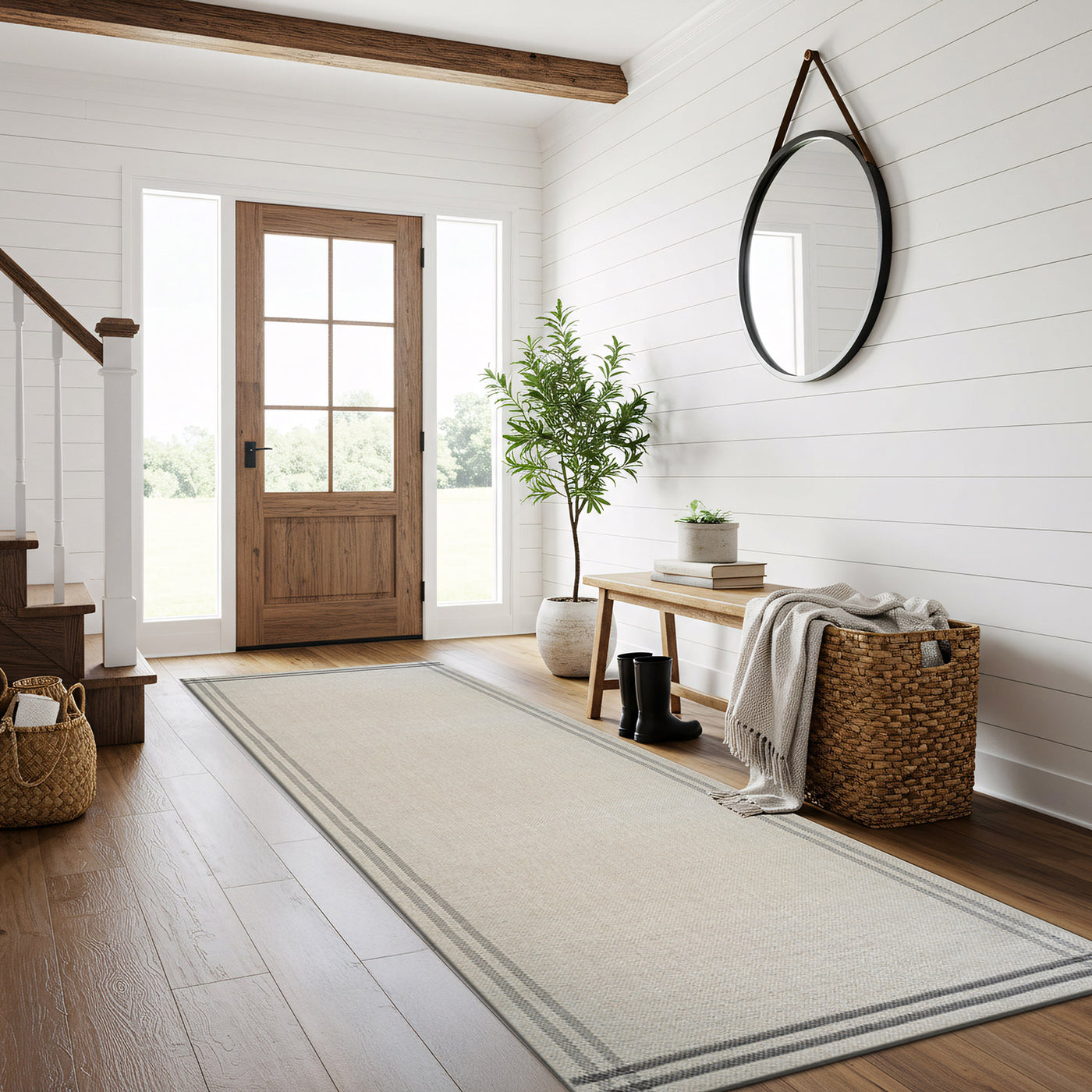 Woolen Bone 7 Washable Jute-Look Rug | Minimalist Decor