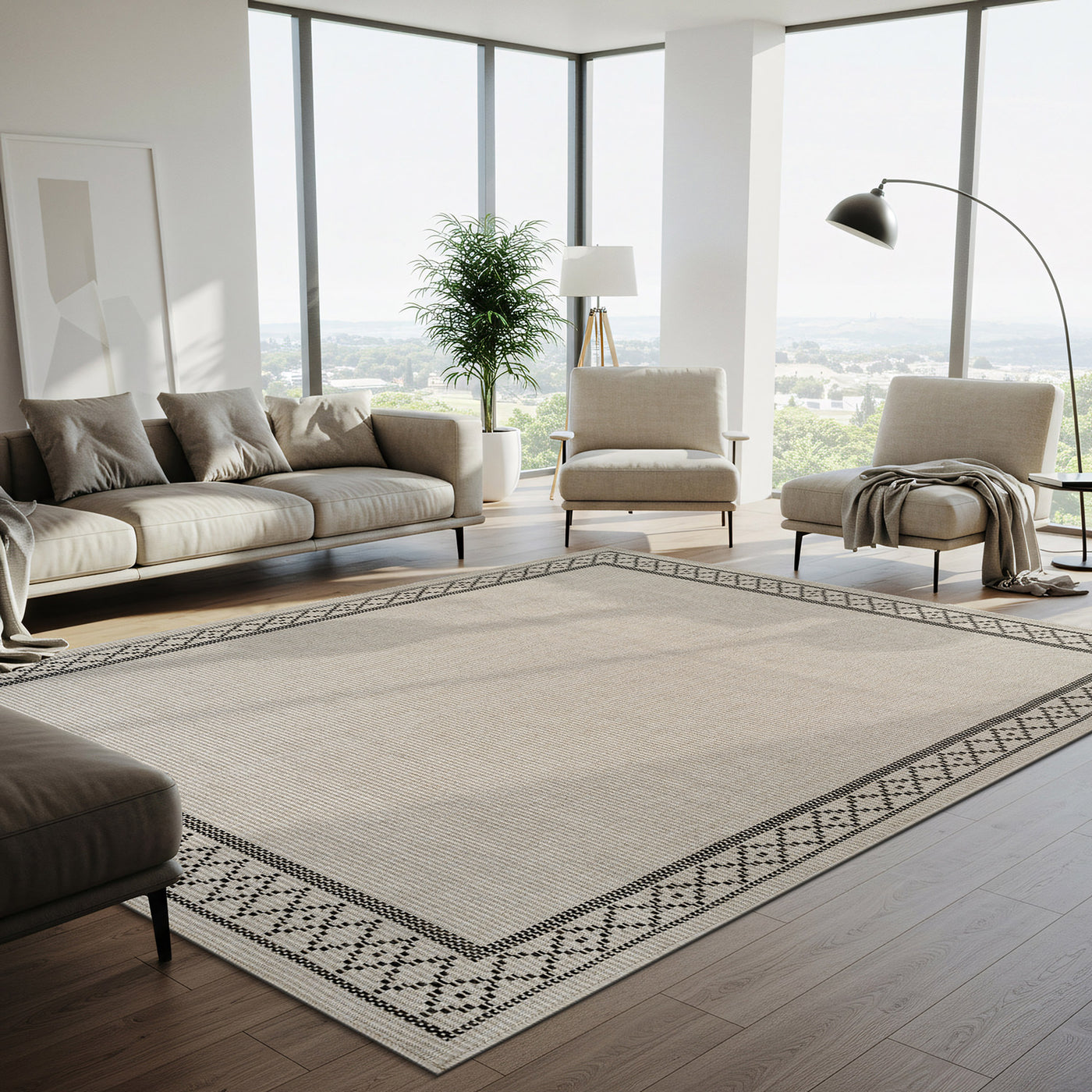 Woolen Bone Look Jute-Look Rug | Light & Stain-Resistant
