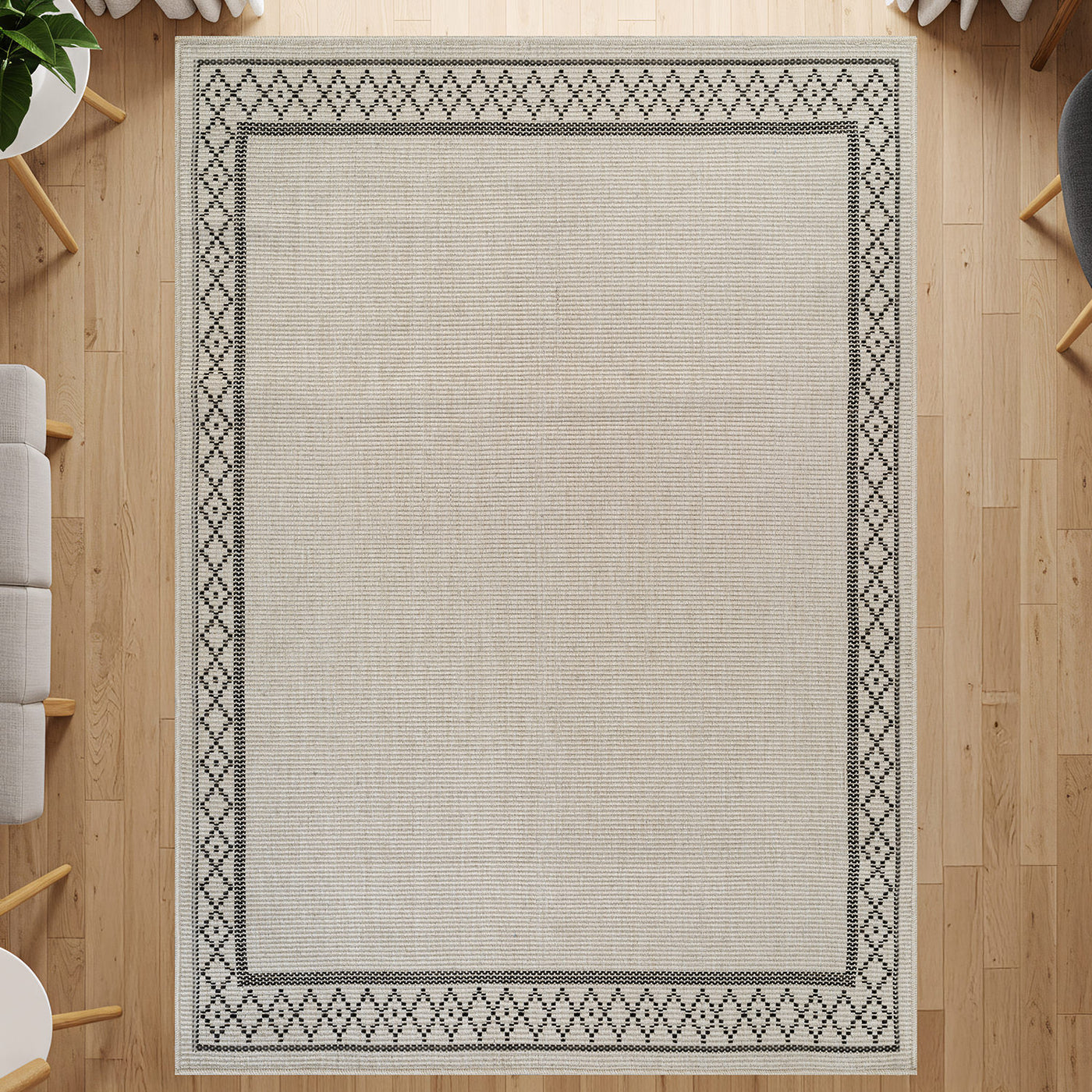 Woolen Bone Look Jute-Look Rug | Light & Stain-Resistant