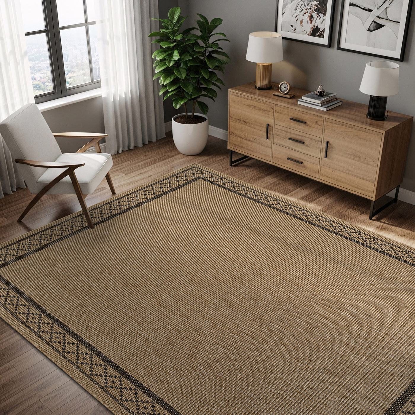 Woolen Natural Easy Jute-Look Area Rug | Pet-Friendly & Durable
